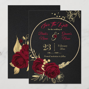 Reserve A Data preto floral elegante burgundy