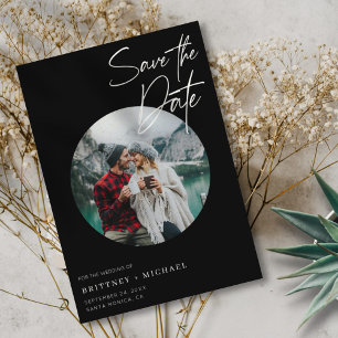 Reserve A Data Preto Fotográfico Moderno