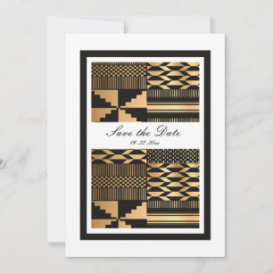 Reserve A Data Preto - Kente Dourado (Branco)