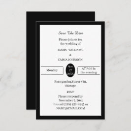 Reserve A Data Preto Simples E Branco Personalizado