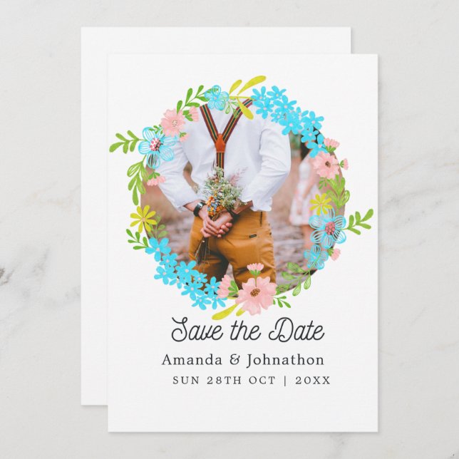 Reserve A Data Primavera Birthday Salvar Data (Frente/Verso)