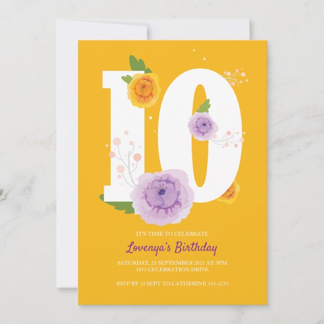 Reserve A Data Primavera Floral Garden 10ª Festa de aniversário (Frente)