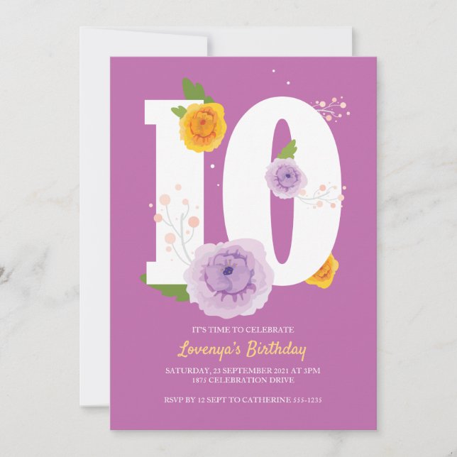 Reserve A Data Primavera Floral Garden 10ª Festa de aniversário (Frente)