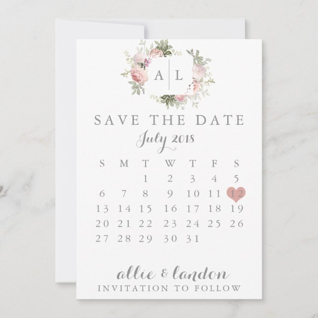 Reserve A Data Primavera Floral Salvar O Calendário De Data (Frente)