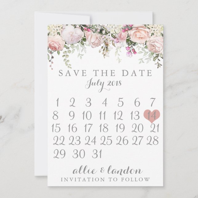 Reserve A Data Primavera Floral Salvar O Calendário De Data (Frente)