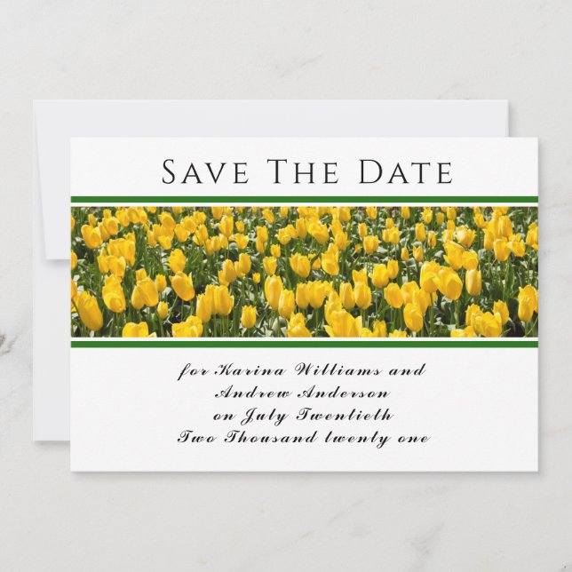 Reserve A Data Primavera Tulips Flat Save The Date Card (Frente)