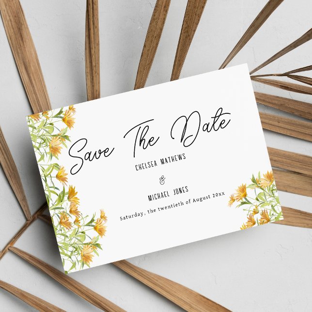 Reserve A Data Primavera verde laranja selvagem Salvar a data (Wild orange green spring floral Save The Date )