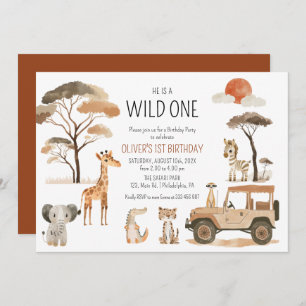 Reserve A Data Primeiro aniversario Safari Wild One Boy
