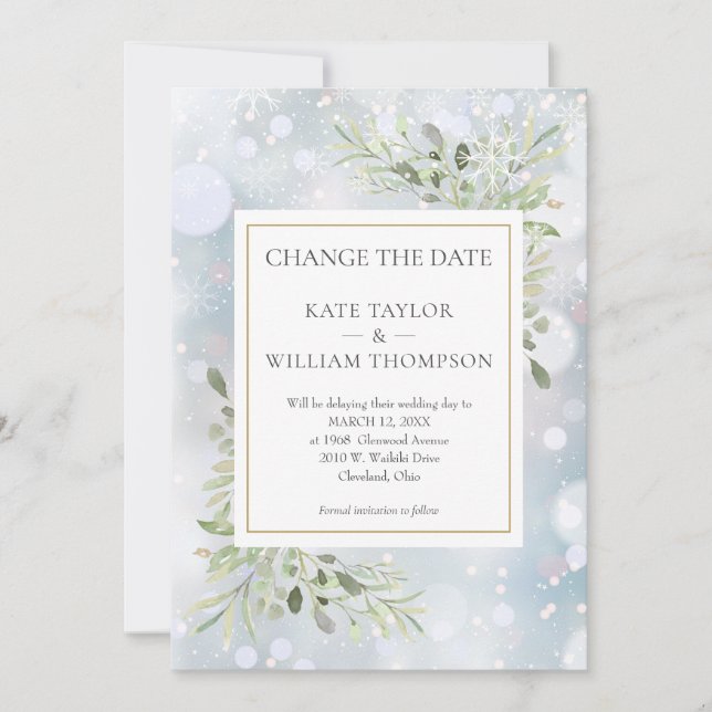 Reserve A Data Primeiros Flocos de Neve Mudam a Data da Folhagem (Frente)