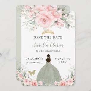 Reserve A Data Princesa Floral Rosa Esmagada Sage Green Quinceañe