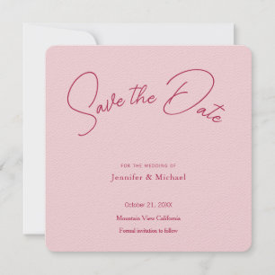 Reserve A Data Profissional de Casamento Minimalista Rosa Moderna