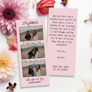 Reserve A Data Proposta de Bridesmaid do Botão Cor-de-rosa Foto d