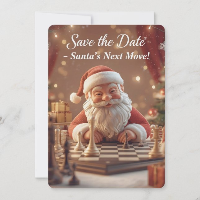 Reserve A Data Próximo Movimento de Papai Noel – Xadrez de Natal  (Frente)