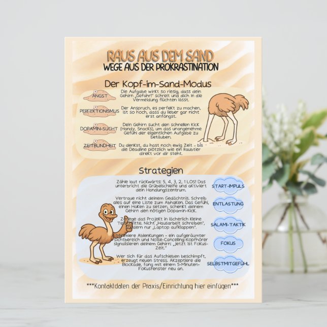 Reserve A Data Psychoedukation Infoblatt Prokrastination (Em pé/Frente)