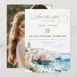 Reserve A Data Puglia, Itália Paisagem Aquarela Foto de Casamento