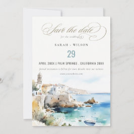 Reserve A Data Puglia, Italy Watercolor Landscape Wedding