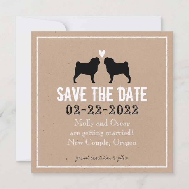 Reserve A Data Pugs Wedding Save the Date (Frente)