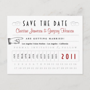 Reserve A Data Punch Card Save the Date (Salvar a data da placa)