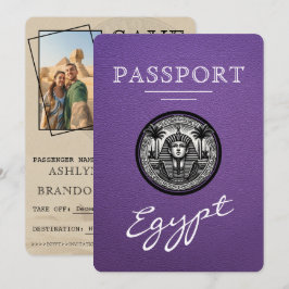 Reserve A Data Purple Egypt Passport Wedding Save the Date