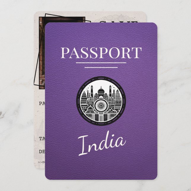 Reserve A Data Purple India Passport Salvar Data (Frente/Verso)