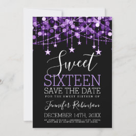 Reserve A Data Purple Sweet 16 Luzes de String Sparkly Data de Sa