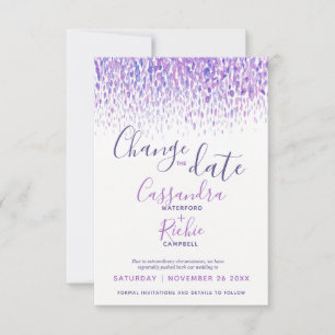 Reserve A Data Púrpura dabs aquarela muda a data do casamento