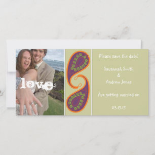 Reserve A Data Púrpura e laranja Salva a data da sua foto