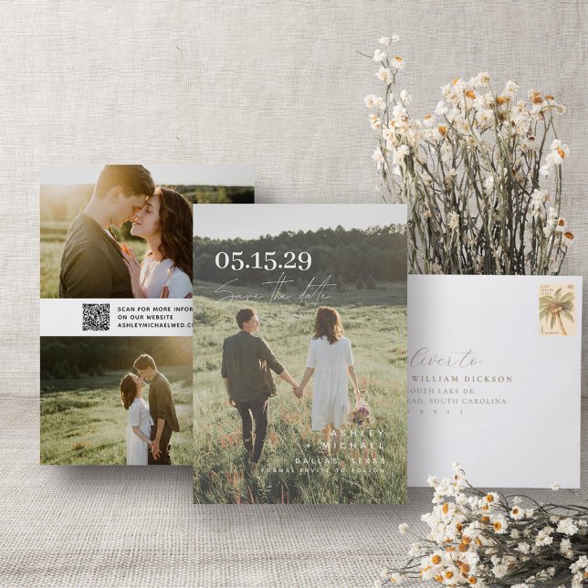 Reserve A Data QR Code Elegant Overlay Modern Typografia 3 Foto (QR Code Save the Date!)