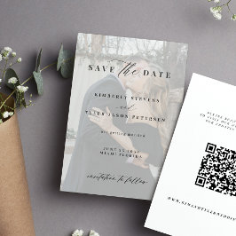 Reserve A Data QR code elegante script preto branco casamento de 