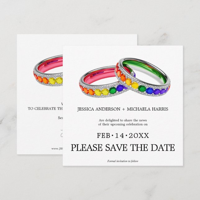 Reserve A Data 🌈 🐦 Quadrado LGBTQ Entrelaçado no Orgulho Quadra (Frente/Verso)