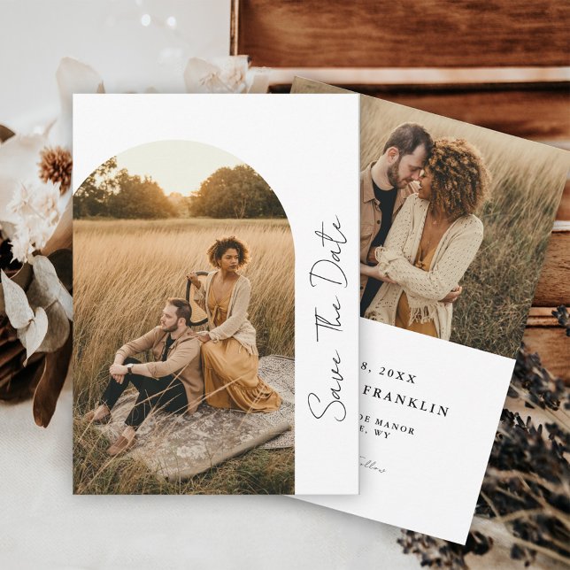 Reserve A Data Quadro Boho Moderno Casamento Neutro Foto Salvar A (Criador carregado)