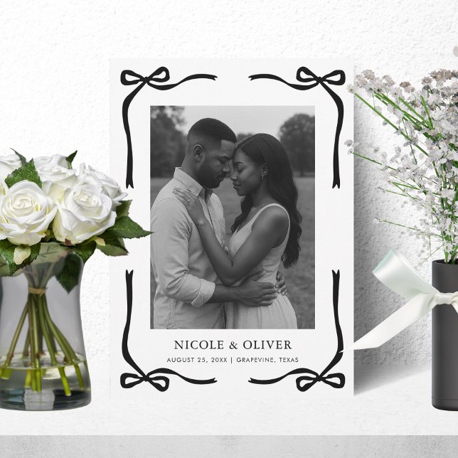 Reserve A Data Quadro de Arco Preto e Casamento de Fotografias Mo (Criador carregado)