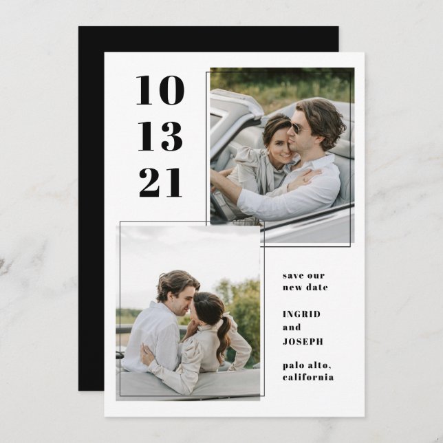 Reserve A Data Quadro de Fotografias Moderno Simples Guardar O Ca (Frente/Verso)