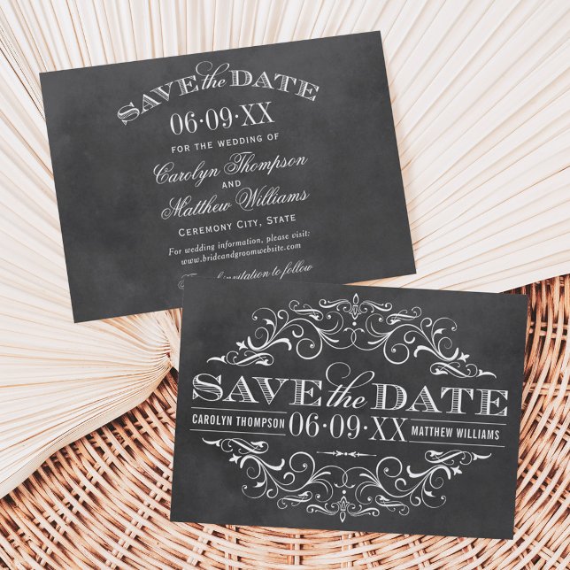 Reserve A Data Quadro de Lousa com Floreio Ornamentado Casamento (Criador carregado)