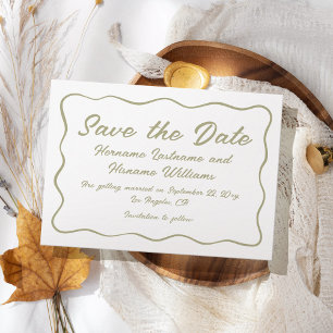 Reserve A Data Quadro de Onda Verde Oleícola Escrito em Mão Simpl