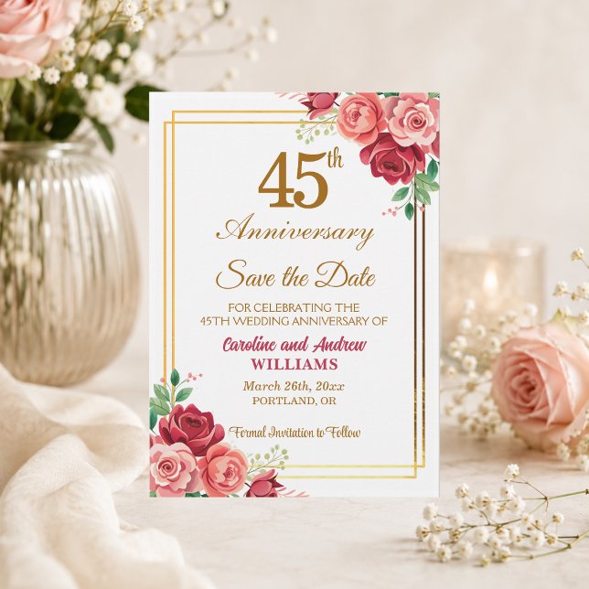 Reserve A Data Quadro Dourado de Aniversário de Casamento de 45 A (Criador carregado)