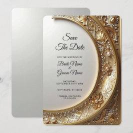 Reserve A Data Quadro Dourado Ornamentado Save the Date