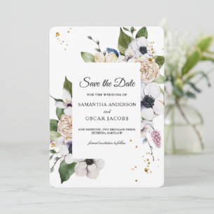 Reserve A Data Quadro Floral Elegante Moderno e Quedas Douradas