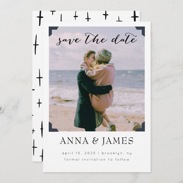 Reserve A Data Quadro Foto Moderno Salvar a Data (Frente/Verso)