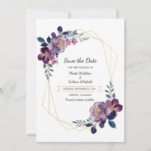 Reserve A Data Quadro Geométrico Botânico Floral com Aquarela P