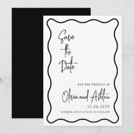 Reserve A Data quadro ondulado, borda ondulada, moderno, preto e 