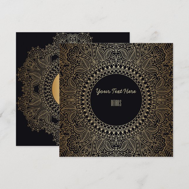Reserve A Data Qualquer Evento Elegante Mandala Dourada (Frente/Verso)