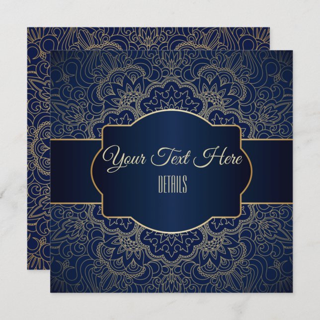 Reserve A Data Qualquer Evento Elegante Mandala Dourada (Frente/Verso)