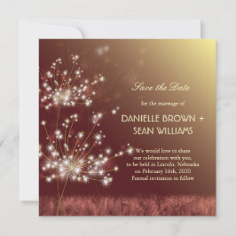 Reserve A Data Queda Dandelions Brown Casamento Salve a Data