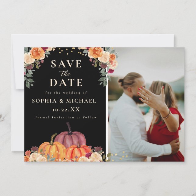 Reserve A Data Queda de Foto do Casal de Aquarela de outono (Frente)