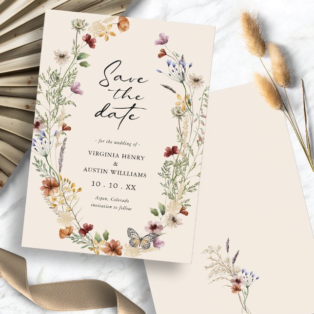 Reserve A Data Queda Floral Salvar A Placa Plana Data (Fall Floral Save The Date Flat Card
)