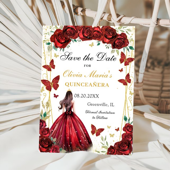 Reserve A Data Quic Red Rose Floral Quinceanera Princess (Criador carregado)