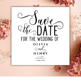 Reserve A Data Quic Romântico Calligrphy preto e branco