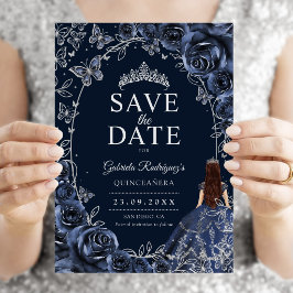 Reserve A Data Quinceanera Azul Marinho Prata