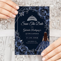 Quinceanera Azul Mariposas Plata Rosas